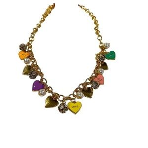 Hearts and Bling and Faux Pearl Necklace  ❤️❤️❤️